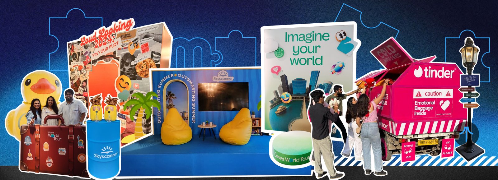 Moments we’ve created — Canva World Tour, Skyscanner Outsmarting Summer, Imagine Your World, Tinder Emotional Baggage